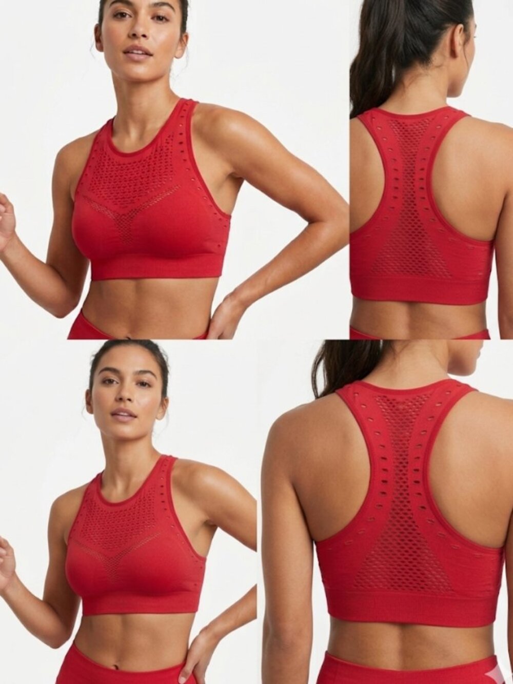 Aerie Mesh Seamless Sports Bra & Shorts Set Red Medium Activewear